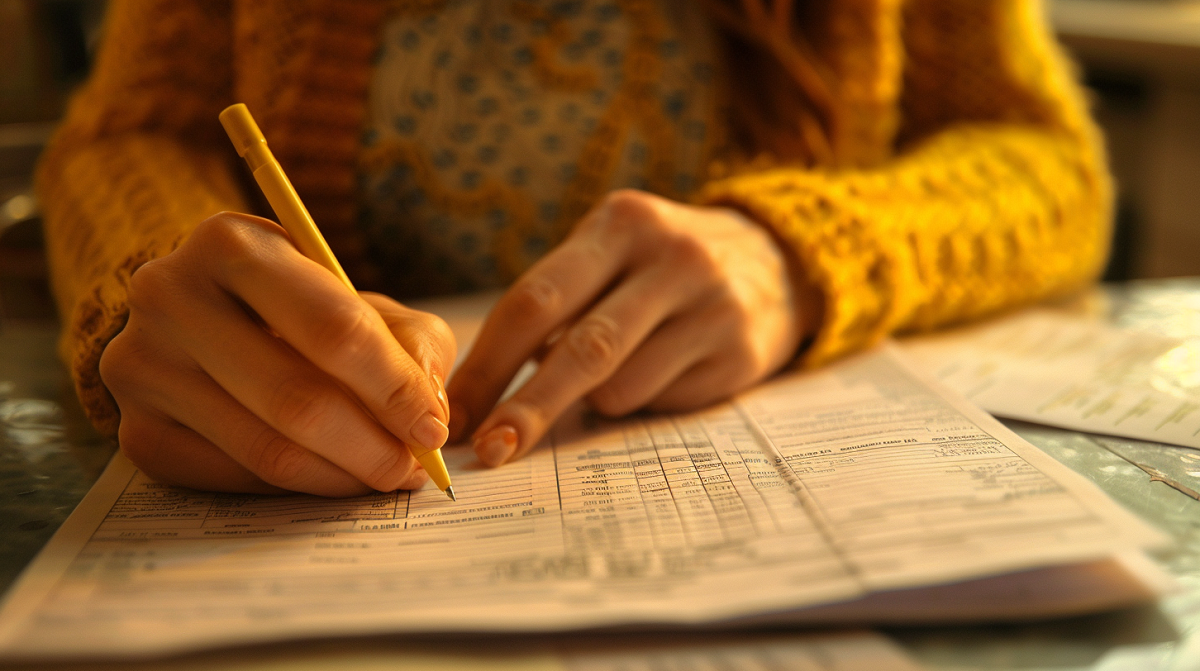  kobieta wypełniająca zeznanie podatkowe